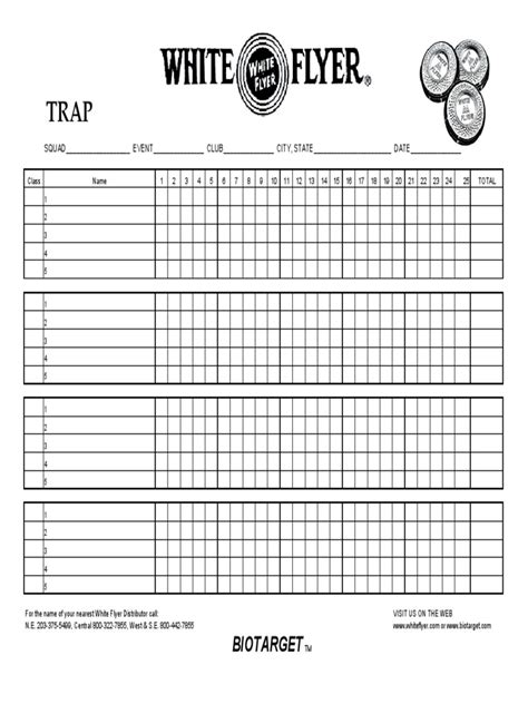 Printable Trap Score Sheet